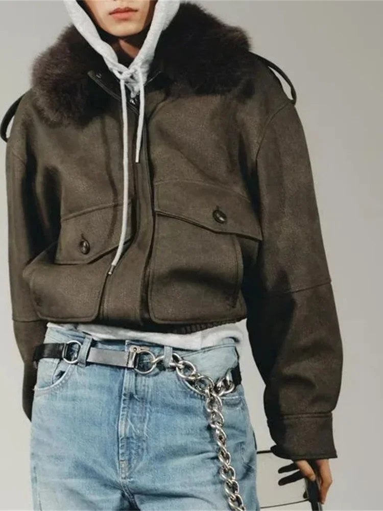 

Модное осеннее новое поступление, женское пальто-джато со съемным воротником, замшевый эффект, застежка-молния, облегающее длинное све, теплое