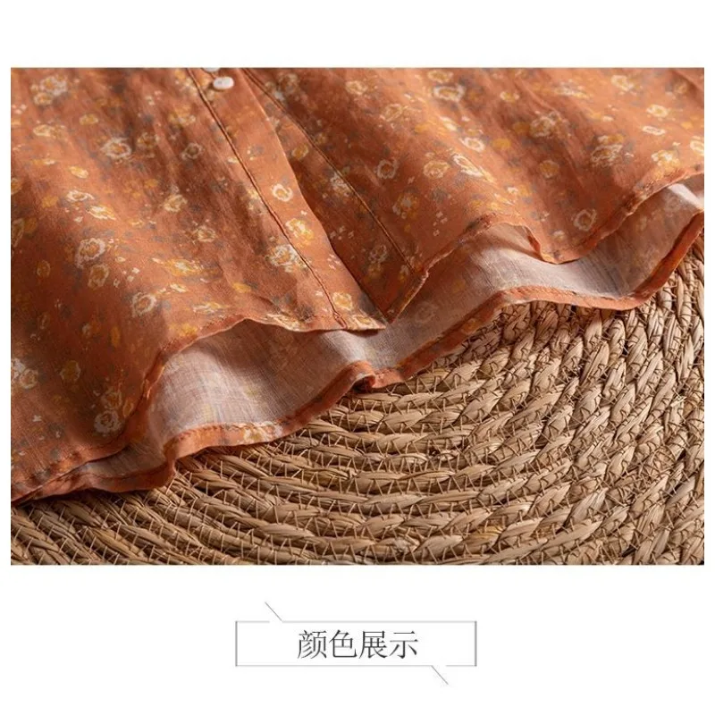 Modisches literarisches bedrucktes Hemd, lässig, Blumenmuster, 2025, Herbst, neue Retro-Strickjacke mit lockeren dünnen Knöpfen