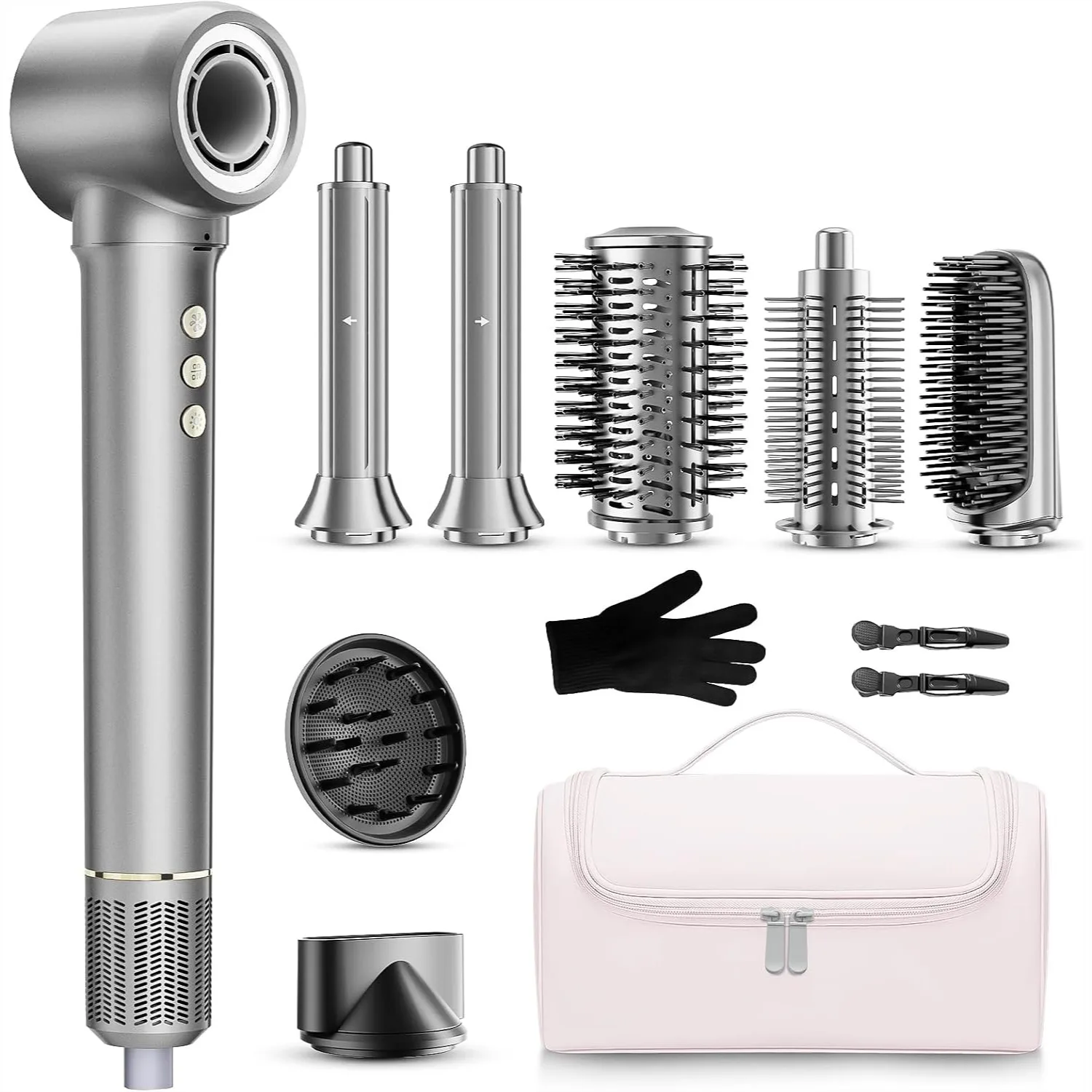 9-in-1 Hair Dryer Brush Kit, 1200W Powerful Hot Air Styler with Case, 110,000 RPM Auto Wrap Air Curler for Fast Drying