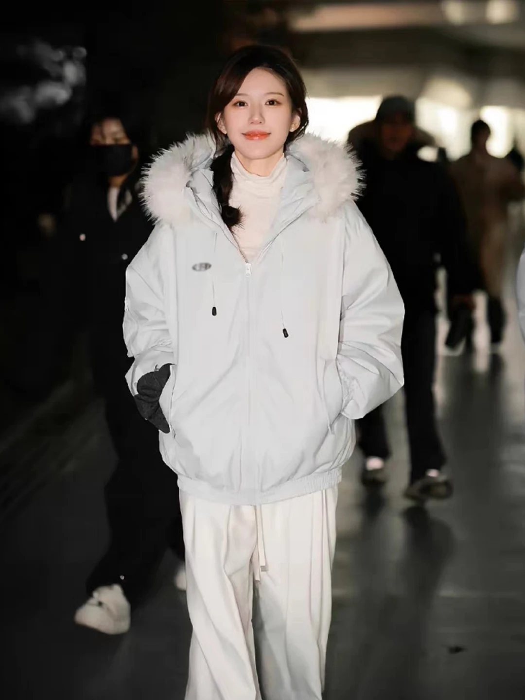 

Warm Fce Lined Parka Sle Cotton Jaet Women's Winter Coat with Fur Collar Comfortable Soft Cotton Padded Long Sve