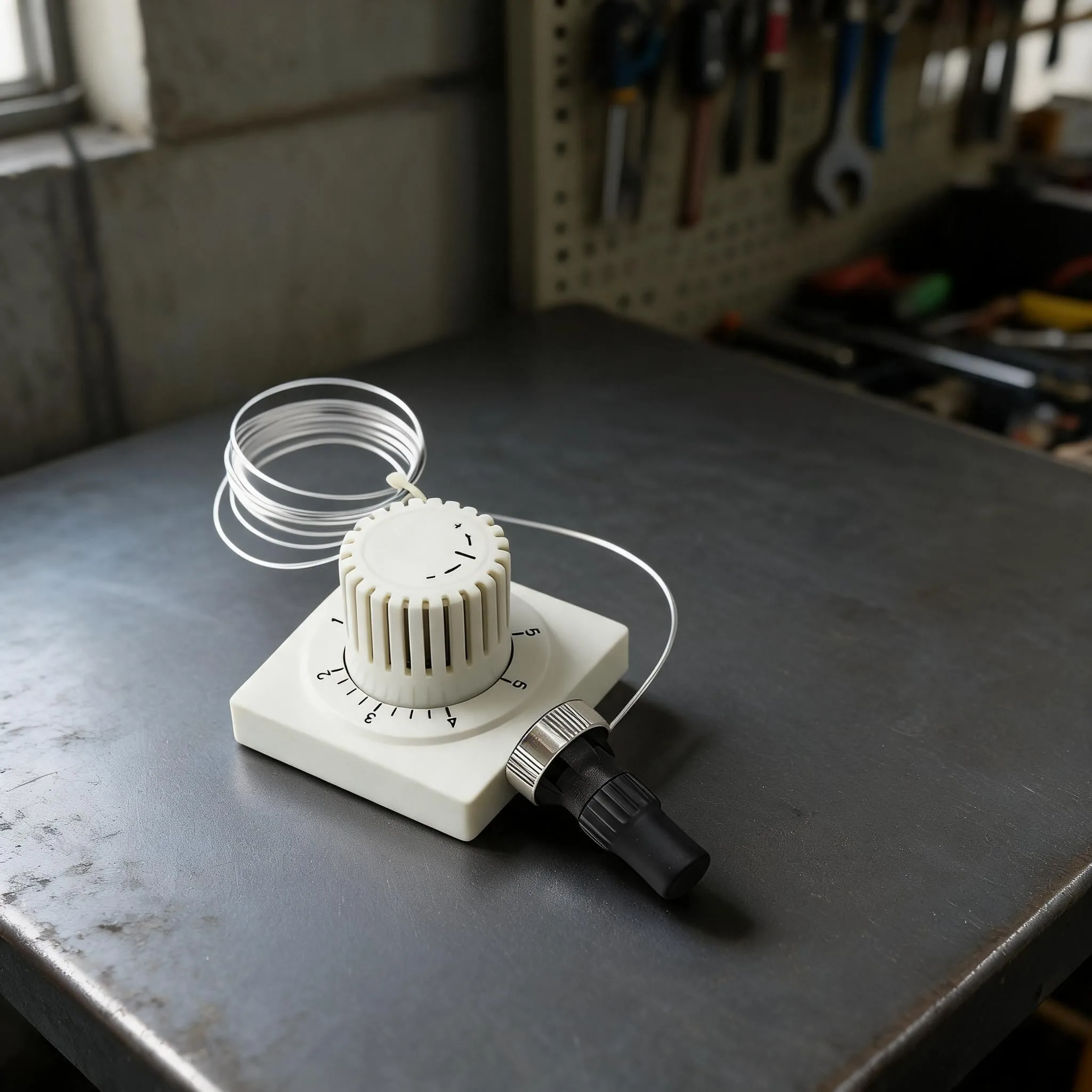 Remote Adjustment Thermostat Head with Capillary Tube Probe, White 2000mm 5000mm Length Temperature Control Replacement Heating