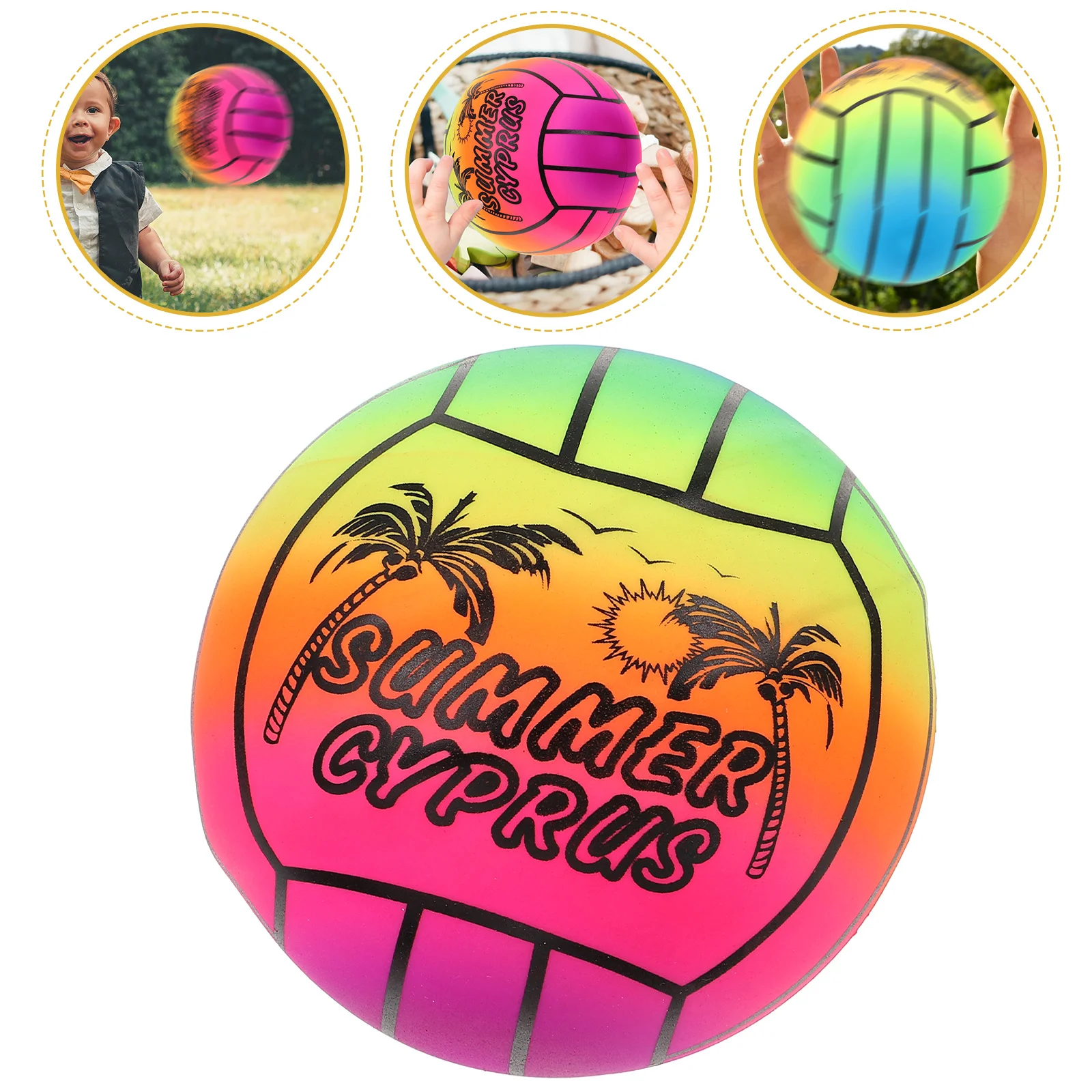 Inflatable Rainbow Volleyballs Outdoor Inflatable Beach Ball PVC Volleyball Decorative Sports Ball Swimming Pools Party Favor