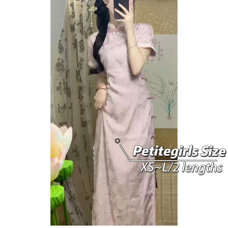 150 small short improved cheongsam new Chinese dress Female summer vintage Republic of China style waist slit medium long style