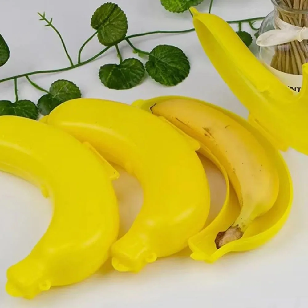 Three Colors Travel Outdoor Portable Banana Box Fruit Storage Box Plastic Shape Protective Case
