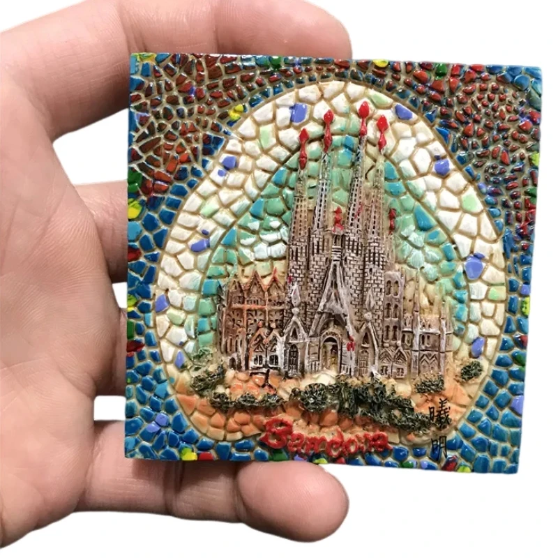 

Spain Barcelona Magnet Fridge Basilica I Temple Expiatori De La Sagrada Familia Hand Painted Refrigerator Magnets Souvenir