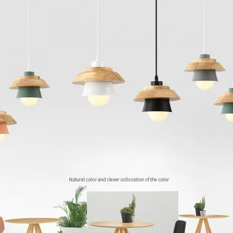 Nordic Minimalist Personality Fashion Wood Pendant Light For Living Room Dining Hall Bedroom Study Island Table Hotel Homestay