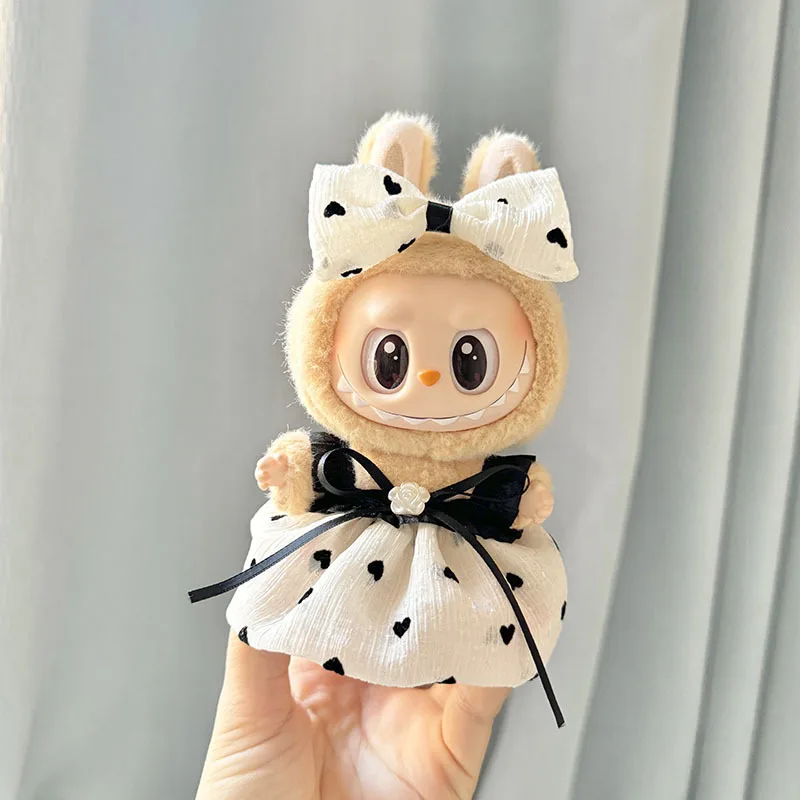 Bonito mini roupas de boneca de pelúcia 17cm labubu ii ídolo bonecas roupas diy presente sentado festa roupa acessórios para coreia kpop exo