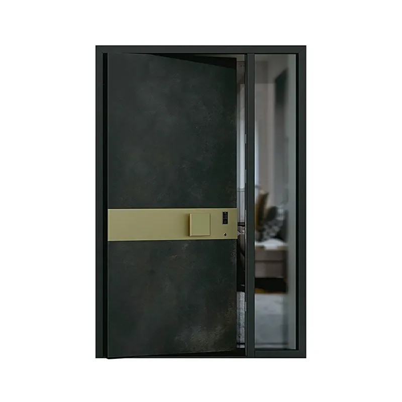 Cast Aluminum Pivot Door Stainless Steel Shaft Armored Villa Entrance Outdoor Off Axis Heavy Duty Security Gate