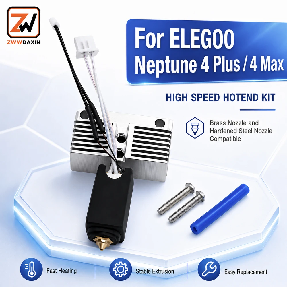 For ELEGOO Neptune 4 Plus Max Hotend Kit Brass Hardened Steel Nozzle High Speed 3D Printer Accessories For ELEGOO 4 Plus
