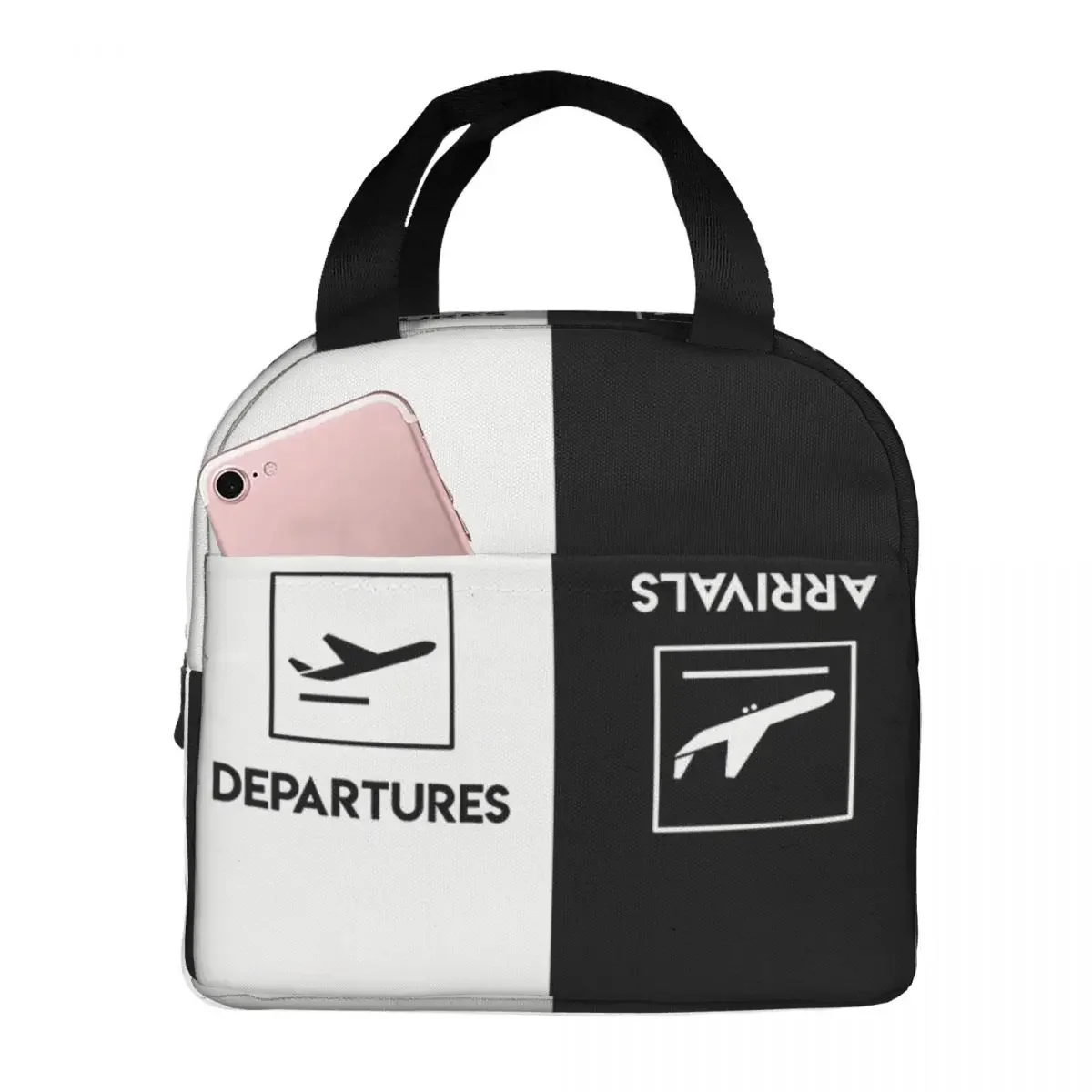 Departures Arrivals Lunch Bag box Airplane Airport Sign Children Aluminum  Foil Portable Lunchbox