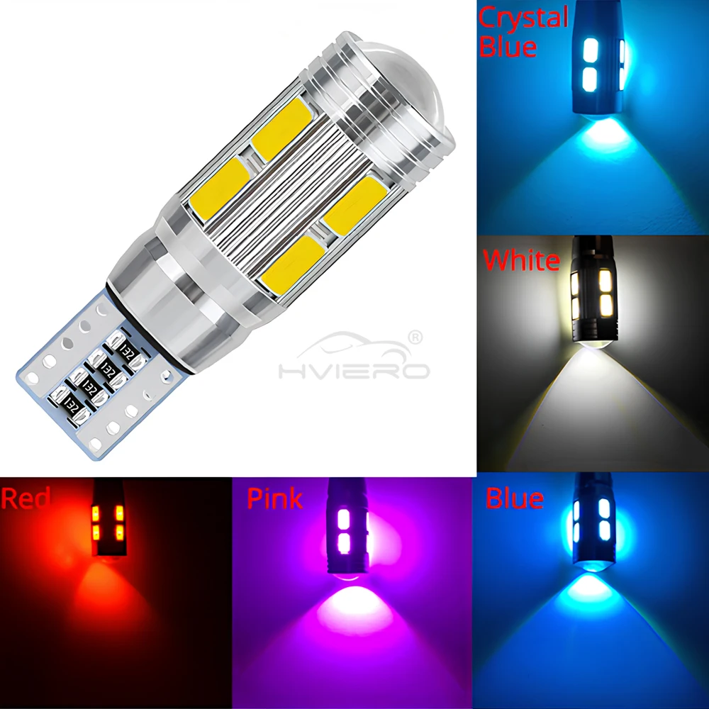 W5W T10 5630 10Led Car Trunk Lamp Dome Wedge Auto Strobe Turn Signal License Plate Reading Side Parking Reverse Light Multicolor