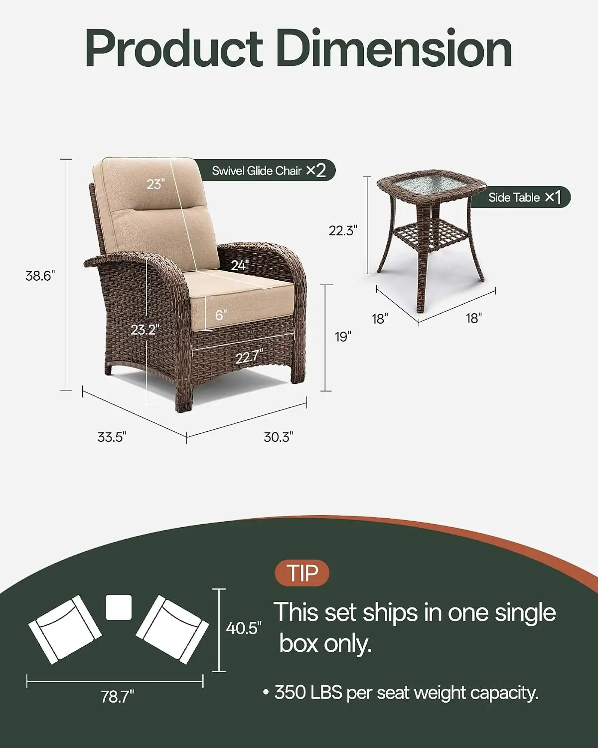 3-Piece Wicker Patio Set 6