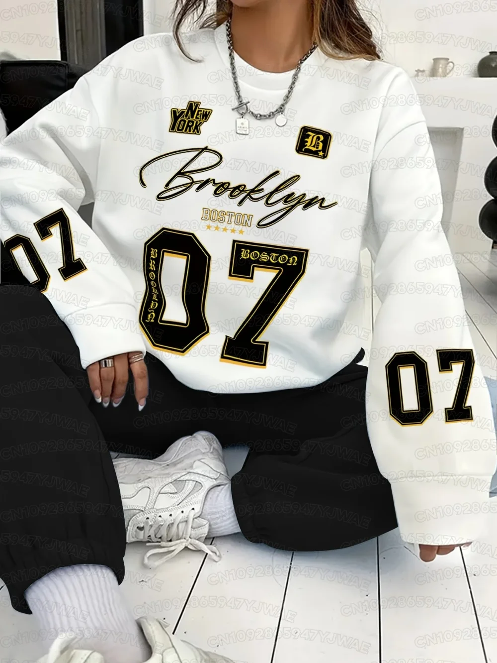 Damen-Sweatshirt New York Brooklyn Grafik Herren Unisex Pullover Hip Hop Herren Hoodie Tops Langarm-Pullover – Detail 3