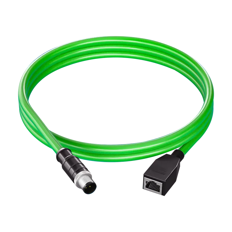 M12 to RJ45 Female Head Gigabit Ethernet Extension Cable 4Pin D-type 8Pin X-type Male A-code Waterproof Connector 1-30M IP67