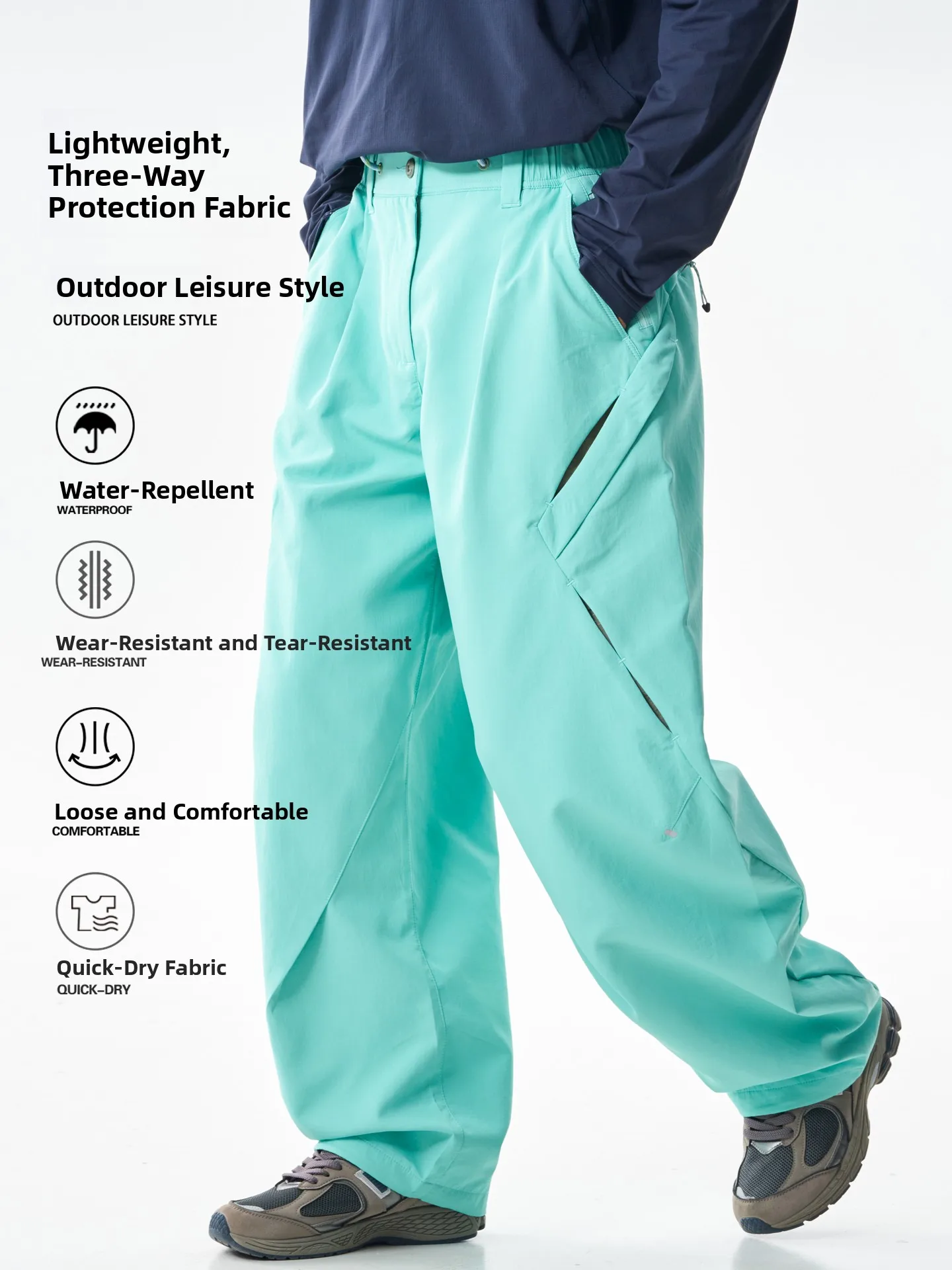 Outdoor Windproof Water-Resistant Straight Leg Paratrooper Trousers Unisex Hiking Camping Three-Proof Sports Workwear
