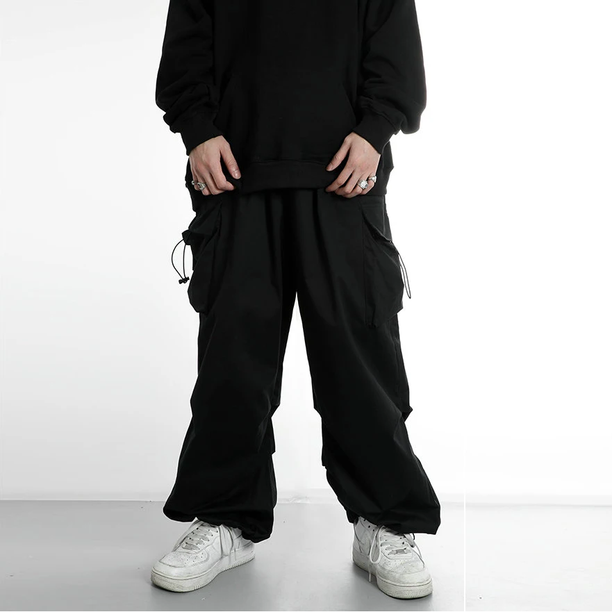 

2025 Spring Fashion Men's Cargo Pants Streetwear Harajuku Casual Wide Leg Joggers Elastic Waist Loose Oversize Women's Pants