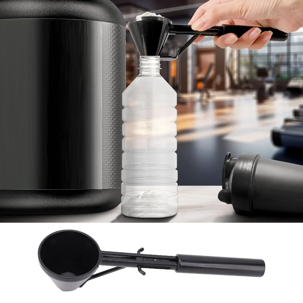 2-in-1 Slide Design Measuring Scoop Funnel Portable Black Coffee Scoop Funnel Reusable Protein Powder Scoop Coffee