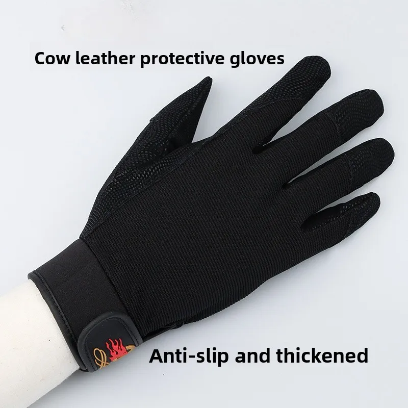

1 pair Work Gloves Cowhide Leather Workers Work Welding Safety Protection Garden Sports Motorcycle Driver Wear-resistant Gloves