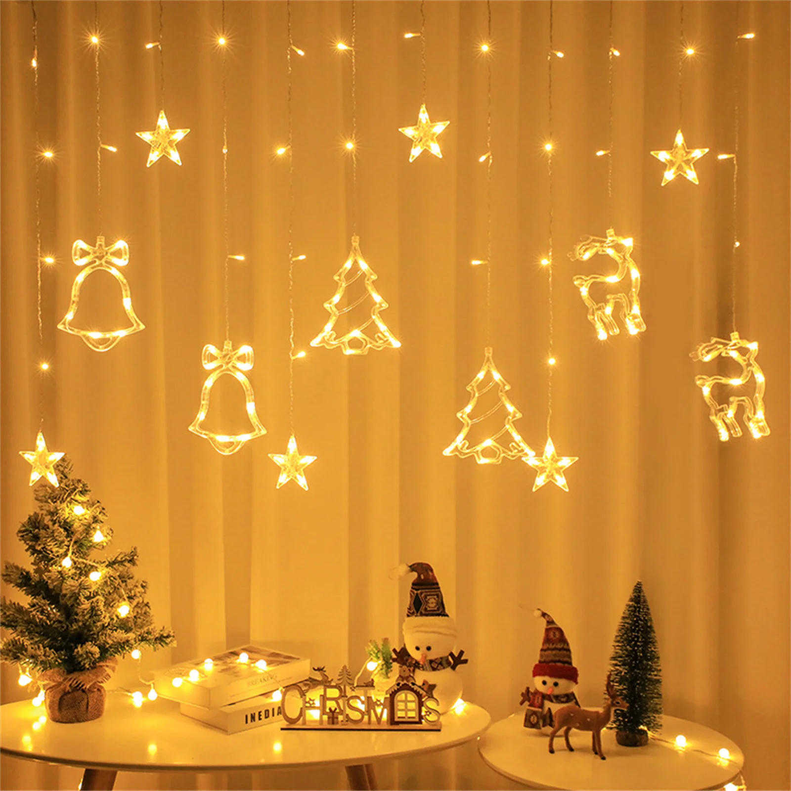 Led Christmas Curtain Lights 3000lm IP44 Waterproof Window Fairy Lights For Backyard Garden Patio Home Decor