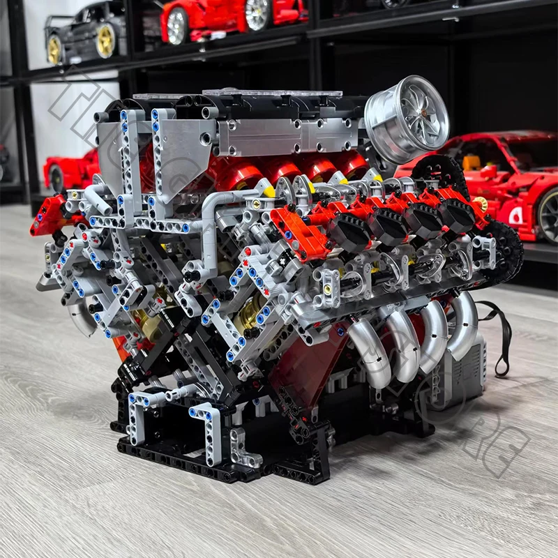 MOULD KING High-Tech Electrically F488 Supercar V8 Engine Model 10130 Remote Control Building Block Brick Children MOC Toys Gift