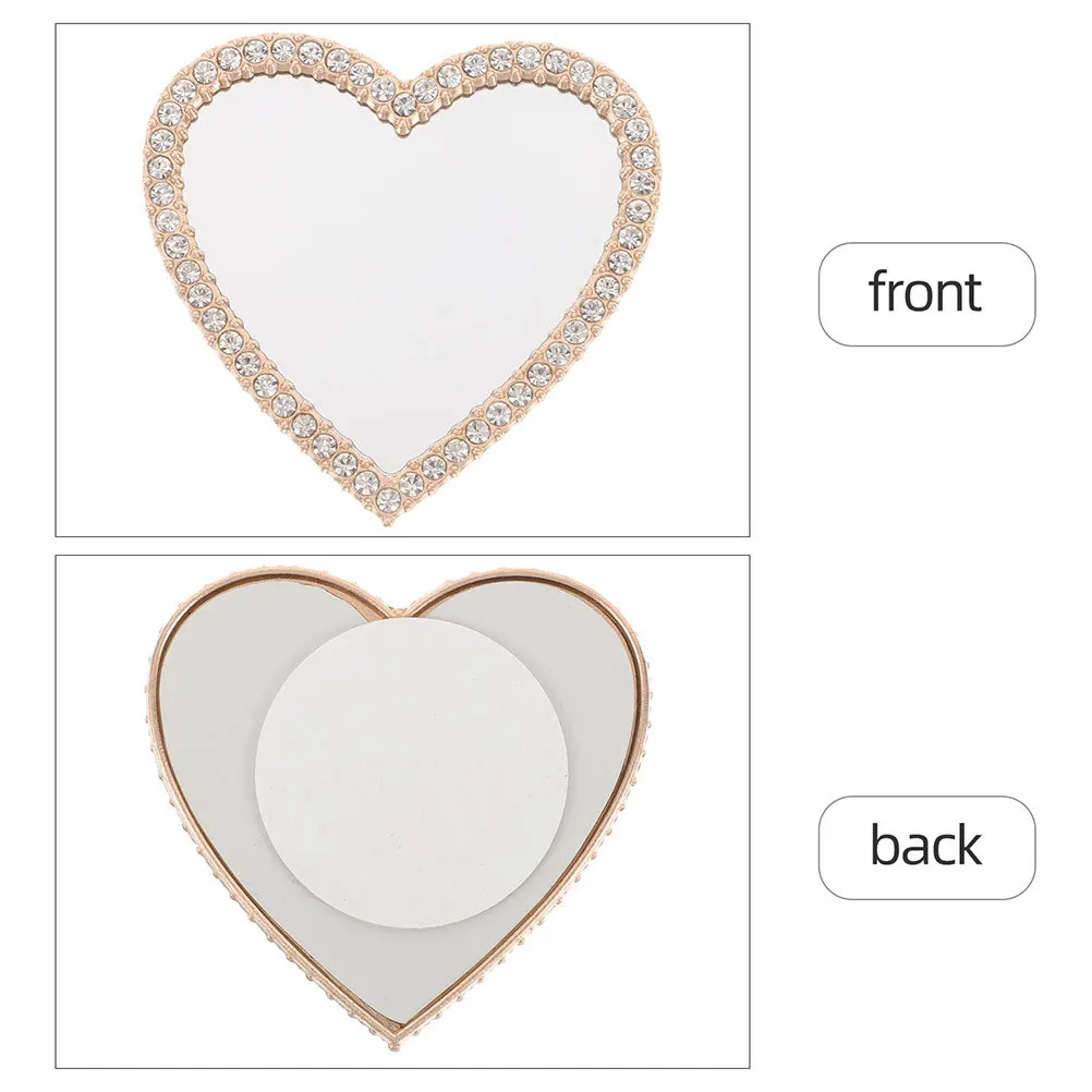Miroir de poche Compact en strass en forme de cœur, 10 pièces, Mini miroir de poche pour maquillage en déplacement, retouche, coque de téléphone décorative, charme pour dames