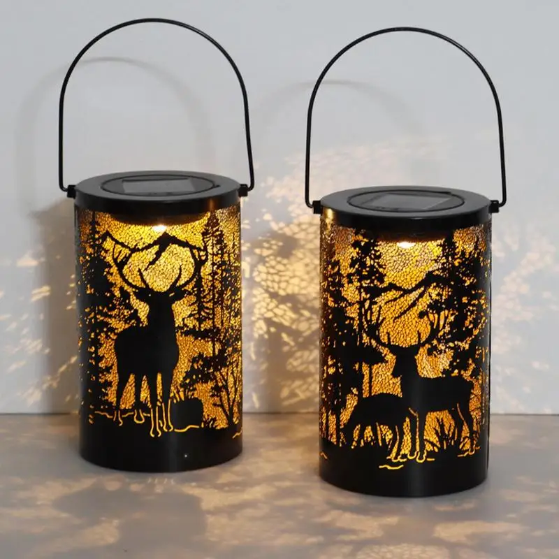 

Solar Lantern Lights Outdoor Solar Powered Street Lamp Deer Solar Lantern Multifunctional Outdoor Solar Deer Lantern with Handle