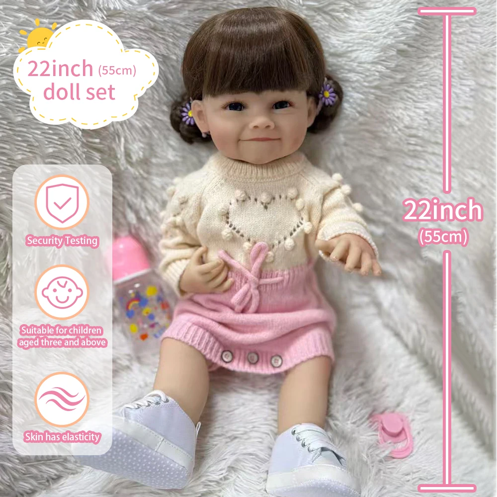 

55 см полностью виниловая силиконовая мягкая на ощупь кукла Reborn для малышей Raya, реалистичная кукла для купания, лучший рождественский подарок для девочек