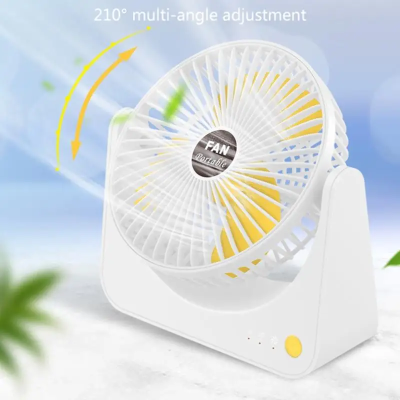 Mute Desktop Fan 2000mAh USB แบบชาร์จไฟได้ Desktop พัดลม 3 โหมดลมพัดลม USB แบบพกพาแบบพกพาสำหรับหอพักที่บ้าน N58D