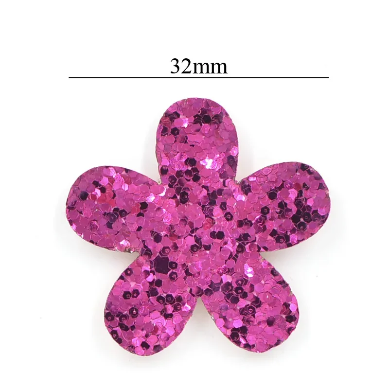 20Pcs Sequins Flower Patches for DIY Children Hair Accessories, Glitter Padded Appliques for Clothes Sewing Supplies