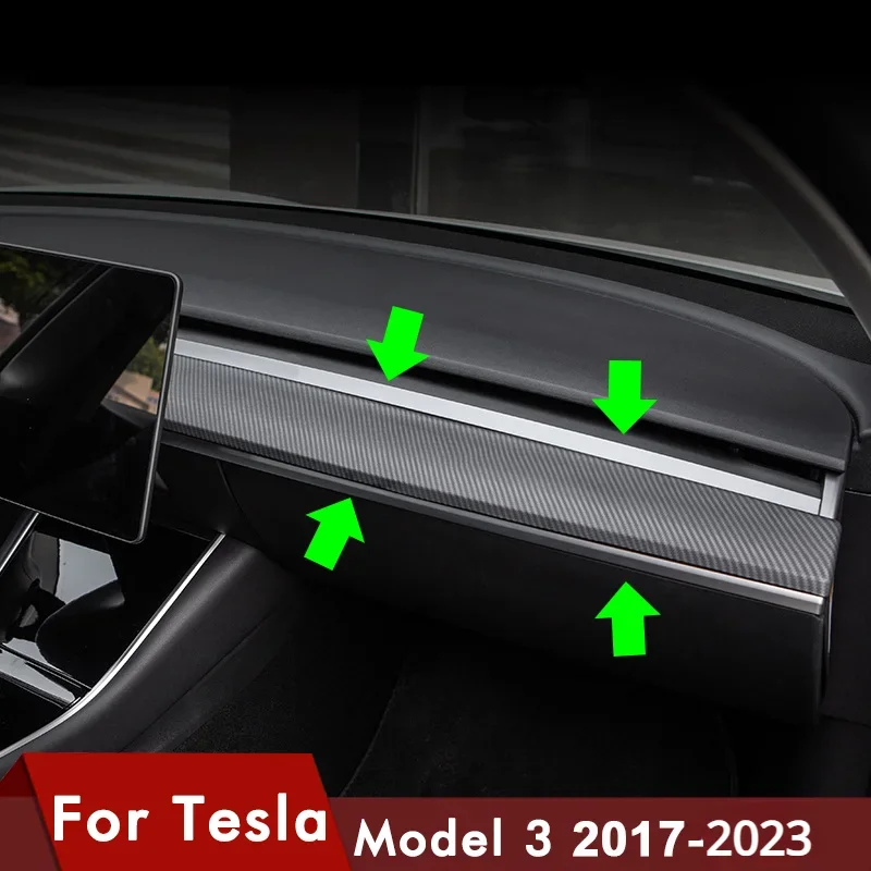 

Car Center Console Trim For Tesla Model 3 Y Carbon Fiber ABS Accessories Dashboard Panel Wrap Overlay Car decoration 2017-2023