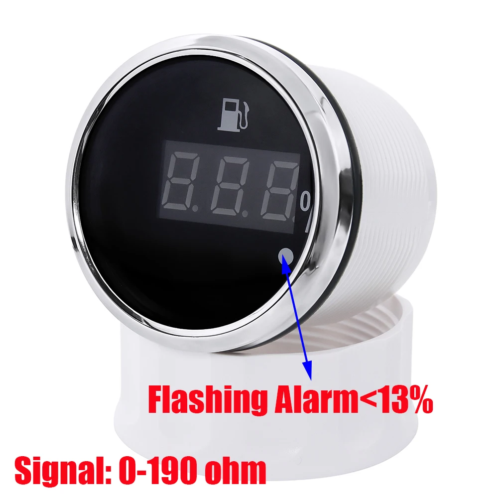 

Водонепроницаемый цифровой датчик уровня топлива 52 мм с красной подсветкой и мигающей сигнализацией 0-190 Ом, 240-33 Ом, счетчик уровня топлива для универсальной автомобильной лодки