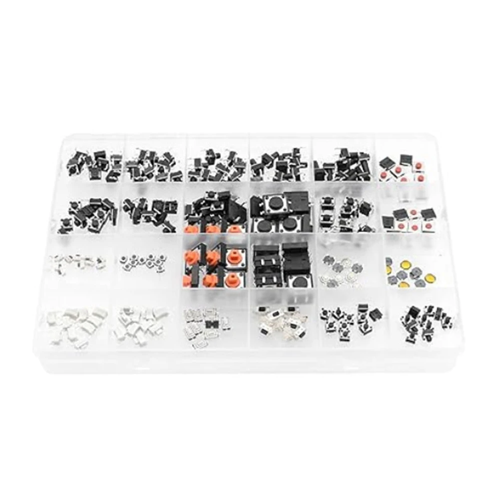 

240Pcs 24 Value Momentary Tactile Push Button Switch Tact Assortment Kit Car Remote Control Touch Switch Mixed Button Electrical