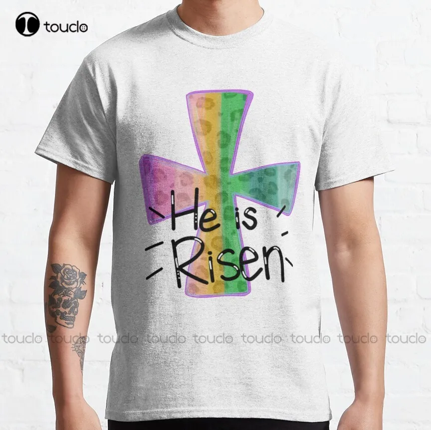 Colorful He Is Risen Funny Vintage Classic T-Shirt White T Shirt Women Creative Funny Shirt Digital Printing Tee Shirt Xs-5Xl