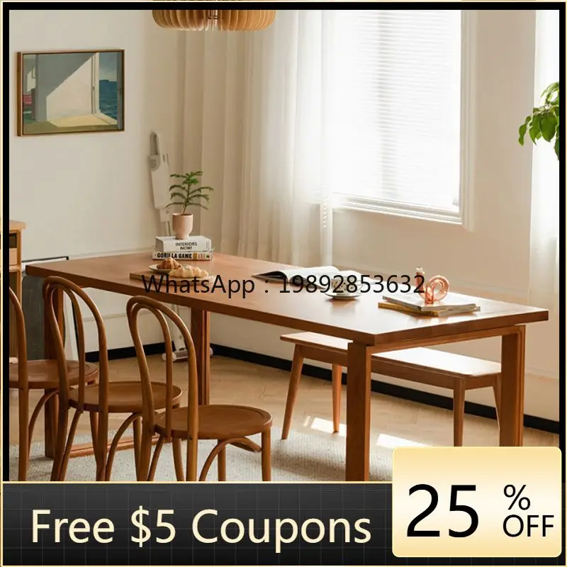 LYY Solid Wood Dining Table Thickened Nordic Style Home Use Small Apartment Long Table Cherry Wood Workbench Large Board Table