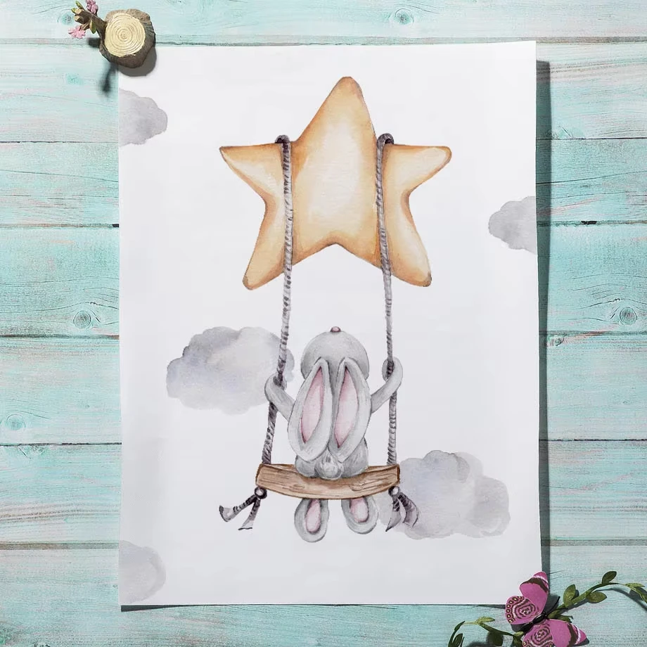 Cute Watercolor Rabbit Moon St - Baby Nursery Mirror review and price