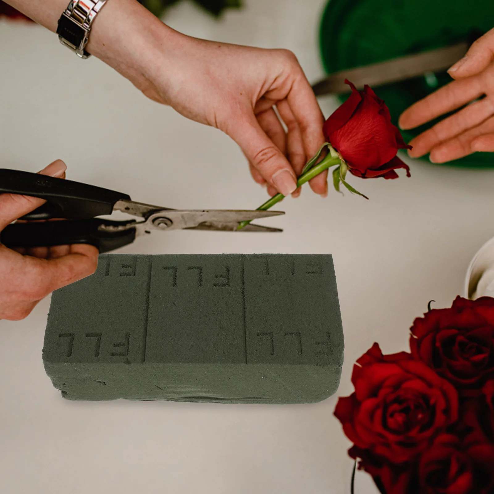 4 قطع من كتل الزهور، قاعدة ترتيب الزهور الخضراء للحرف اليدوية، الزهور الاصطناعية الطازجة، لوازم حديقة الطوب الرغوي