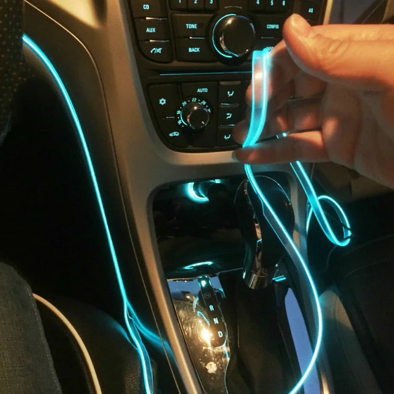 5m Car Cold Light Line USB/Cigarette Lighter Auto Interior Ambient Lights Led Neon Wire Strip Decorative Styling Atmosphere Lamp