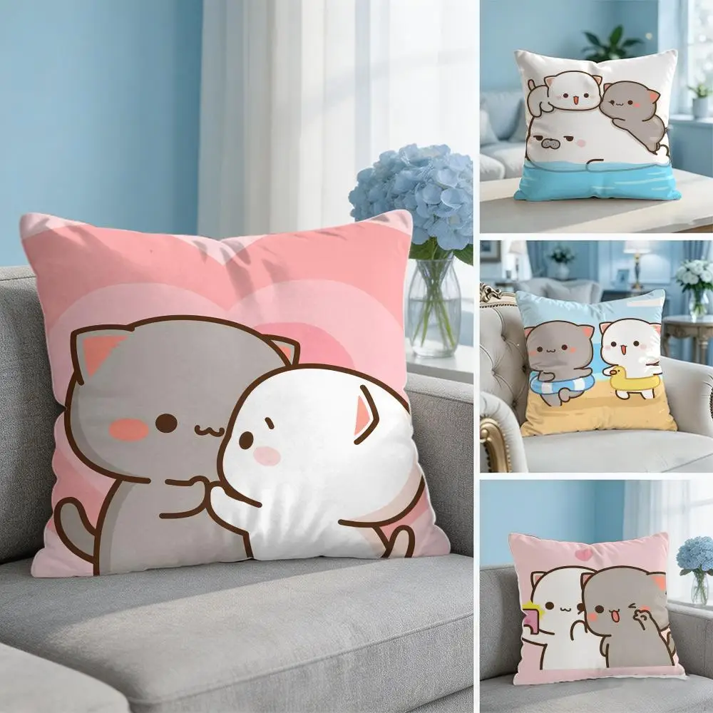 Sweet Cute P-Peach Gomas Cushion Cover Square Pillow Bedroom Sofa Leisure Comfort Living Room Home Decoration 40X40