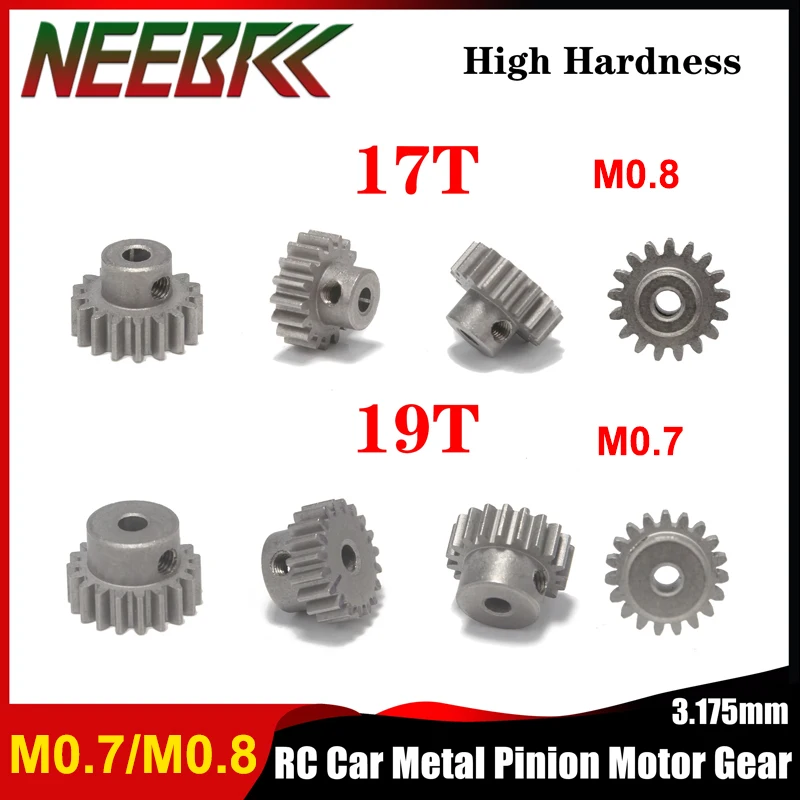 

NEEBRC M0.7 M0.8 17T 19T Metal Pinion Motor Gear 3.175mm High Hardness for RC Car Truck Buggy Wltoys Model Upgrade Accessories
