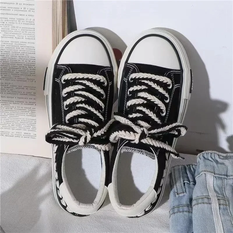 2024 Vulcanized Shoes Women Canvas Skate Shoes Casual Flats Sneakers Female Fashion Comfort Slip-on Sneakers platform sneakers