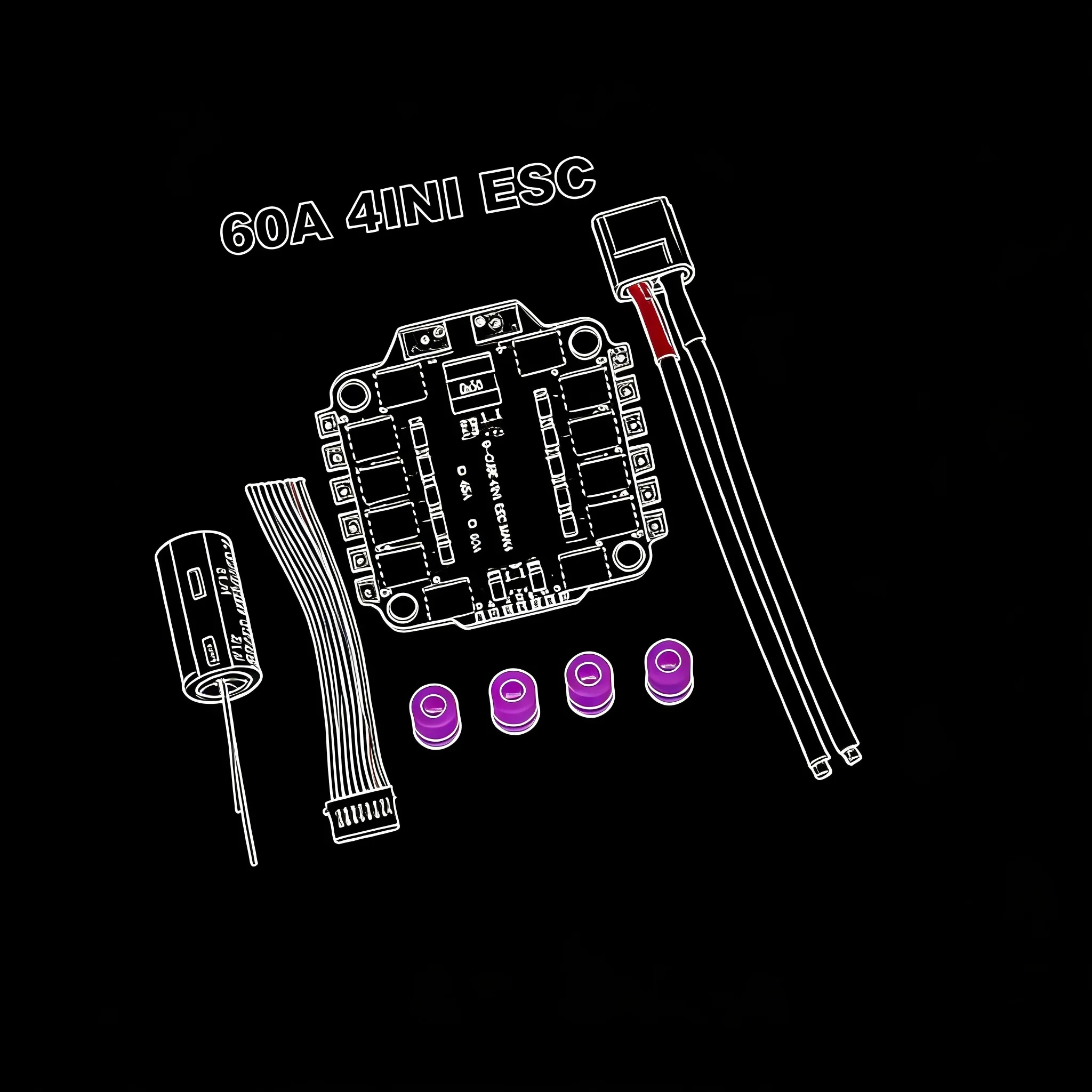 RCtosky 4IN1 45A 60A ESC BLHELI_S Support 3-6S brushless motor Support DShot300 600 Multishot Oneshot PWM FPV F4 Flight Control