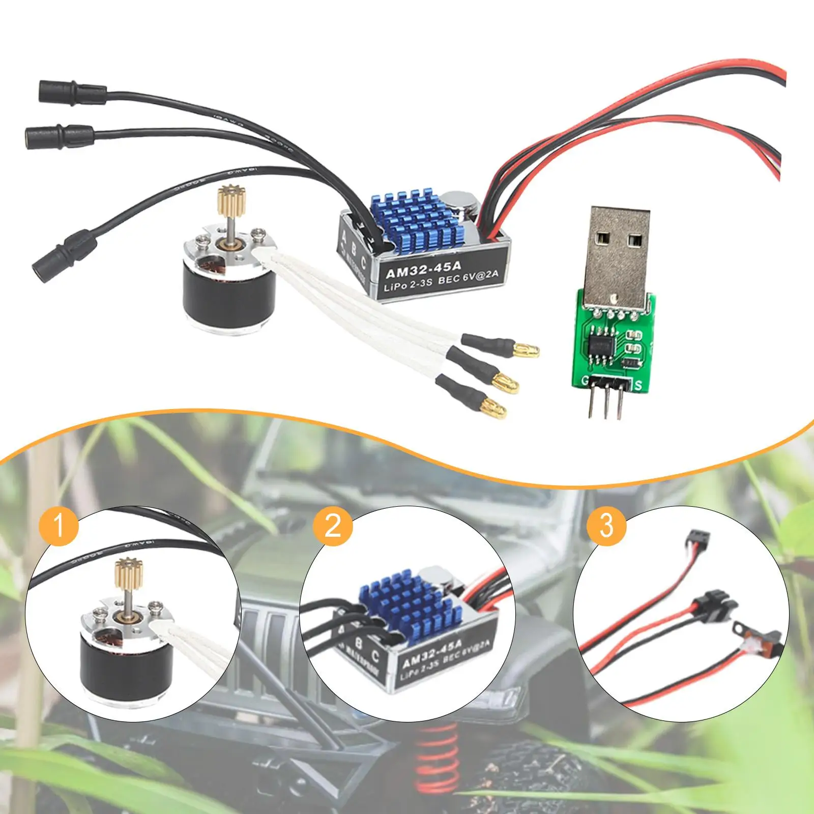 

Brushless Motor with ESC Set 1/12 Scale Wear Resistant High Performance Easy to Use with Parameter Adjuster for MN82 MN78 MN99S