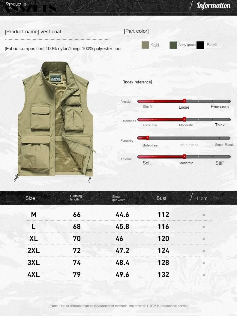 ANSZKTN Men sleeveless casual spring autumn thin photography fishing waistcoat autumn multi-pocket cargo outdoor Vest