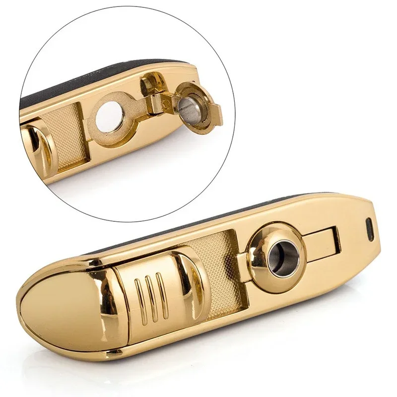 New COHIBA Lighter Metal 3 Jet Butane Torch Lighter Cigar Stamping Bar Sharp Lighter Cigar Knife Cigar Scissor For Gift(No Gas)