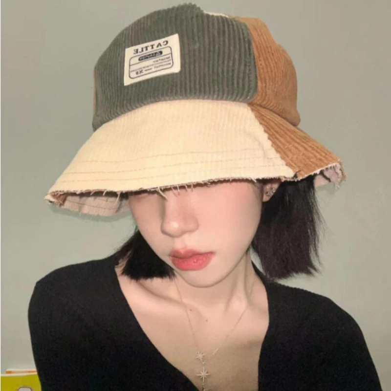 

Autumn and Winter Classic Corduroy Fisherman Hat Outdoor Panama Harajuku Fishing Fisherman Hat Women and Men Unisex Casual Hat
