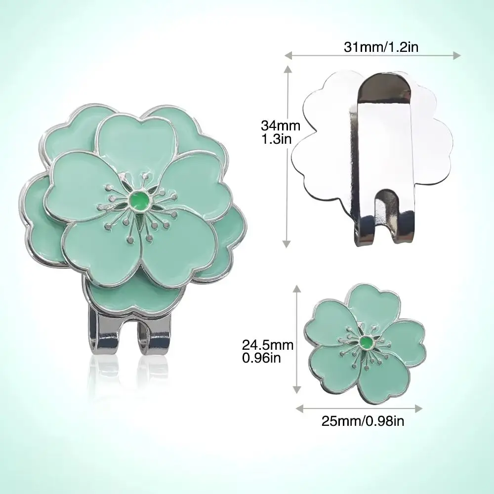 Magnetic Golf Cap Clip Flower Shaped Durable Metal Golf Ball Mark Ball Position Decorative Golf Hat Marker Women Girls view 6