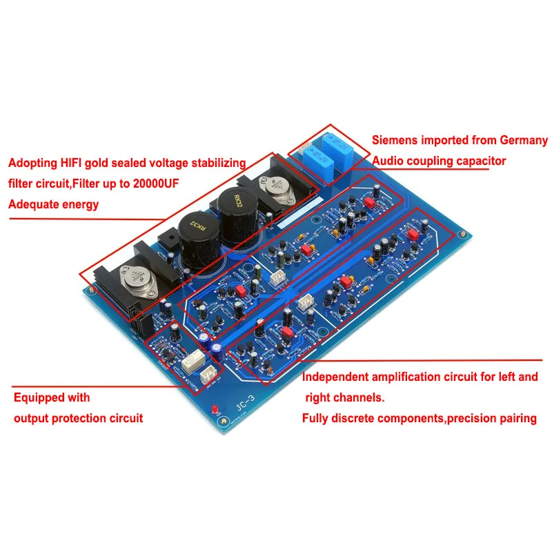 Placa de preamplificador sellada en oro de sonido Audiophile JC3, preamplificador de amplificación HiFi 6x, módulo de amplificadores de distorsión ultrabaja