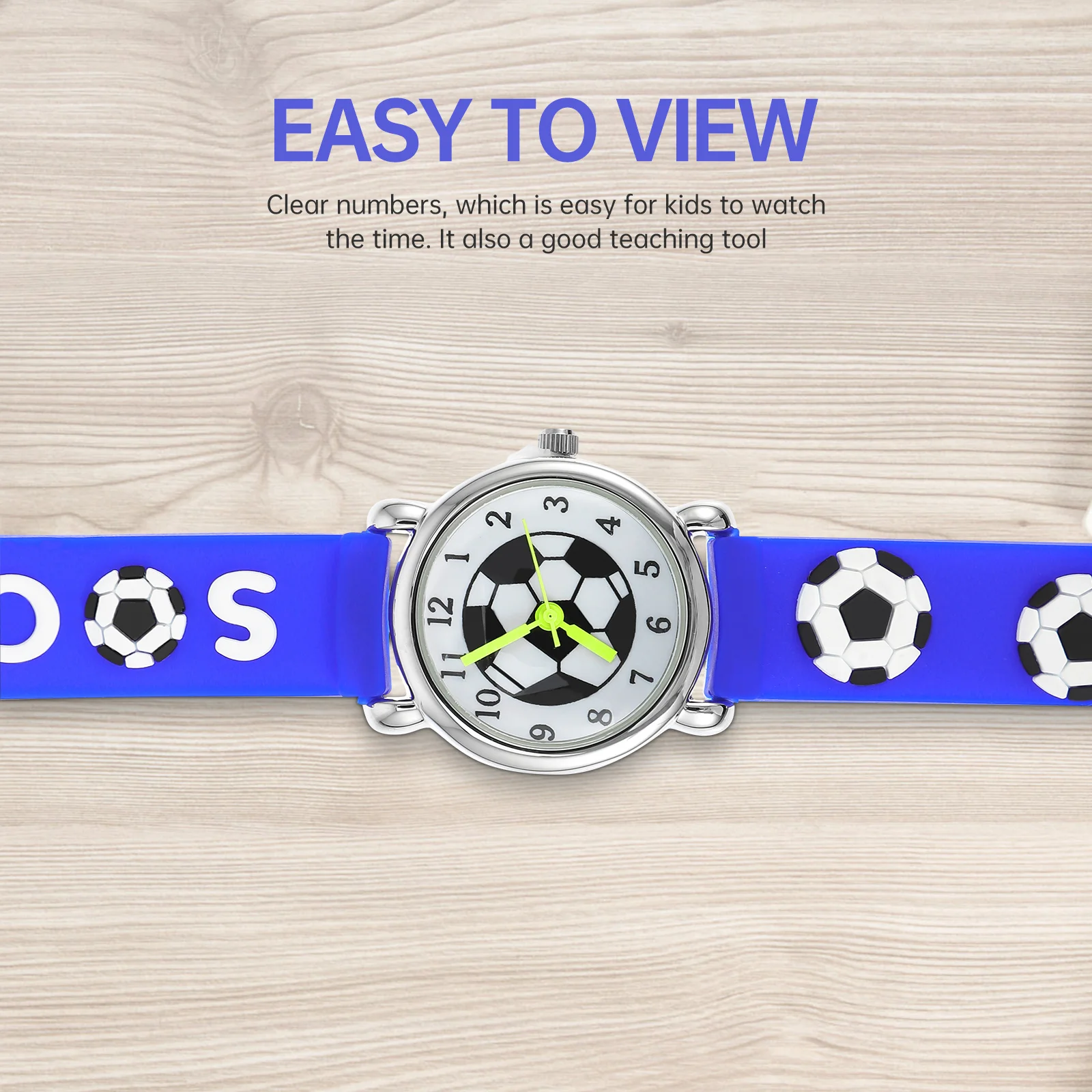 

Детские часы с 3D футбольным узором, детские наручные часы с регулируемым удобным ремешком, прозрачные цифры, подарок на день рождения для мальчиков и девочек, студентов