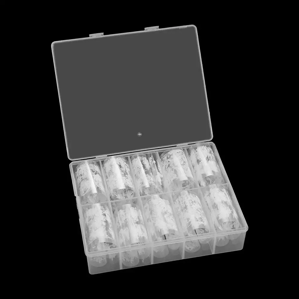 กระดาษถ่ายโอนเล็บรูปดอกไม้รูปทรงผีเสื้อสติกเกอร์เครื่องปั้นดินเผานำมาสะดวกสติกเกอร์เล็บสีขาวความจุขนาดใหญ่แต่งเล็บ