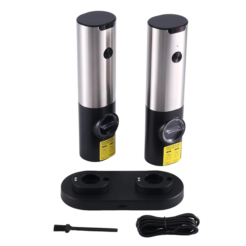 Electric Salt And Pepper Grinder Set With USB Rechargeable, Adjustable Coarseness Electronic Spice Pepper Mill Shakers